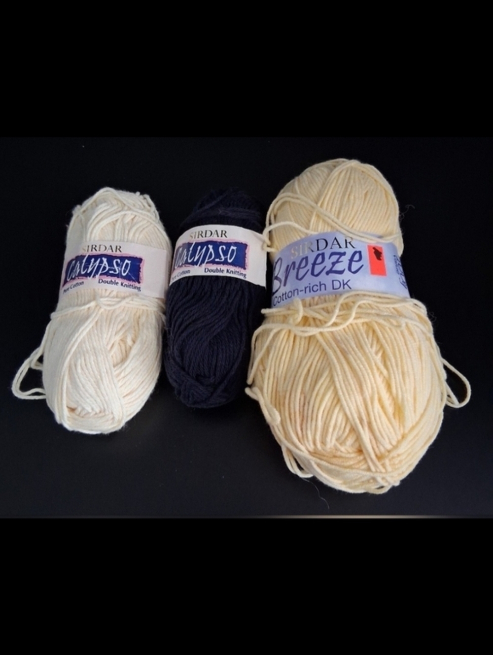 NWT Lot Of 3 Sirdar Cream & Navy Cotton Craft Crochet Knit Yarn